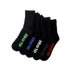 GLOBE KIDS SIZE 2-8 STEALTH SOCKS 5 PACK CREW BLACK SKATEBOARD SURF