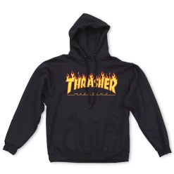 THRASHER SKATEBOARD MAGAZINE HOOD BLACK FLAME PRINT AUSTSELLER HOODY SWEATER NEW