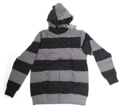 JUICE CLOTHING STRIPED HOODED FLEECE BLACK / GREY PULLOVER AUST SELLER HOODY