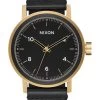 NIXON Stark Leather All Black / Gold WATCH NEW FREE POST AUST A1194 1031-00 -Skateboard Equipment Store 23615
