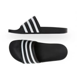 ADIDAS ADILETTE SLIDE ON SANDAL BLACK WHITE BLACK SKATEBOARD SURF FREE POSTAGE AUSTRALIAN
