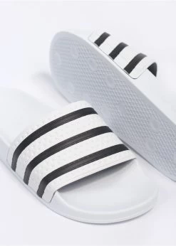 ADIDAS ADILETTE SLIDE ON SANDAL WHITE BLACK WHITE SKATEBOARD SURF FREE POSTAGE AUSTRALIAN -Skateboard Equipment Store 24263 3