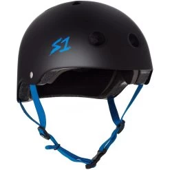 S1 S-ONE LIFER HELMET BLACK MATTE / CYAN STRAPS SKATE SKATEBOARD HELMET AUST BICYCLE CERTIFIED [Size: XL]