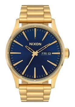 NIXON Sentry SS GOLD / BLUE SUNRAY WATCH NEW A356-3334 AUST SELLER