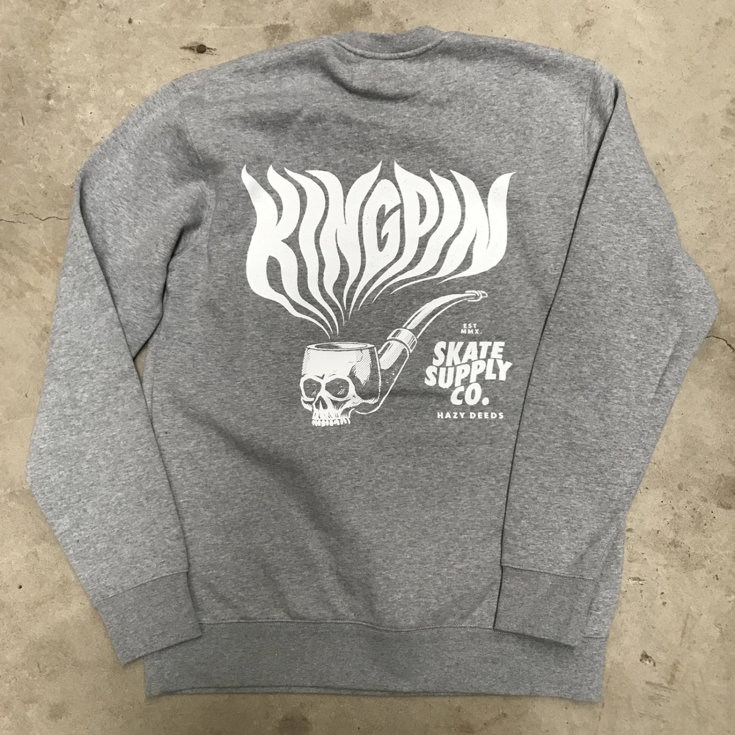 KINGPIN SKATE SUPPLY CREW NECK JUMPER LIGHT GREY 4 KINGPIN SKATE SUPPLY CREW NECK JUMPER LIGHT GREY - Image 2