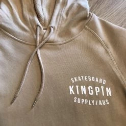 KINGPIN SKATE SUPPLY HOOD JUMPER TAN ORIGINAL PRINT PULLOVER -Skateboard Equipment Store 31345 2
