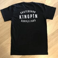 KINGPIN SKATE SUPPLY S/S TEE SHIRT BLACK ORIGINAL PRINT -Skateboard Equipment Store 31378 1