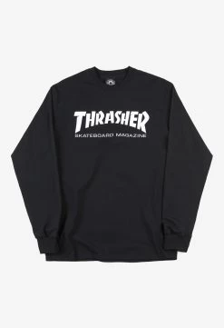 THRASHER CLASSIC LOGO LONG SLEEVE T-SHIRT SIZE XL BLACK NEW TEE NEW