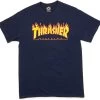Thrasher Flame T-Shirt Tee New Navy Skate Shop Aust Seller Thrasher Mag 110103S [Size: M] -Skateboard Equipment Store 32357