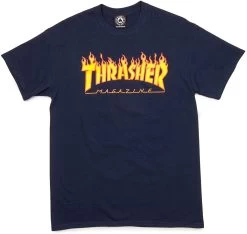Thrasher Flame T-Shirt Tee New Navy Skate Shop Aust Seller Thrasher Mag 110103S [Size: M]