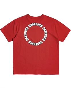 RVCA Bakervca Circle Logo Short Sleeve RED T-Shirt Tee Ruca Baker [Size: S] -Skateboard Equipment Store 33512