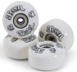 SEVEN SKATES WHEELS & BEARINGS SET 52MM ABEC 7 SET OF 4 WHITE HARD FREE POSTAGE AUSTRALIAN SELLER