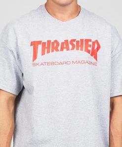 THRASHER Skate Mag T-shirt GREY RED | Gray Skate Tee [Size: M]