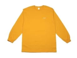 STUDIO Small Script Embroidered Logo Tee GOLD | Long Sleeve T-shirt [Size: XL]