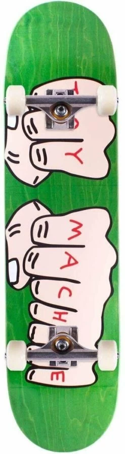TOY MACHINE Fists Medium 7.75" X 31.75" Skateboard Complete GREEN