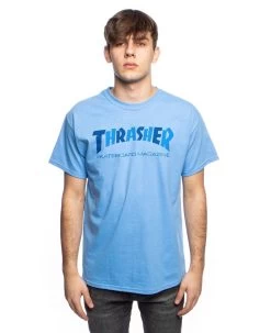 THRASHER MAGAZINE Checkers Tee CAROLINA BLUE | Thrasher T-shirt [Size: M] -Skateboard Equipment Store 34553 1