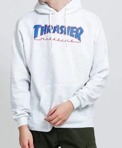 THRASHER SKATEBOARD MAGAZINE Outlined Hood Jumper ASH GREY | Hoodie Pullover [Size: M]