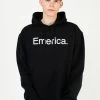 EMERICA HOODY PURE LOGO PULLOVER HOOD BLACK HOODIE HOODED FLEECE [Size: L]