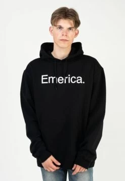EMERICA HOODY PURE LOGO PULLOVER HOOD BLACK HOODIE HOODED FLEECE [Size: L]