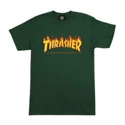 Thrasher Flame T-Shirt Tee New Forest Green Skate Shop Aust Seller Thrasher Mag 110103S [Size: M]