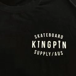 KINGPIN SKATE SUPPLY Youth S/S TEE SHIRT BLACK WHITE ORIGINAL PRINT -Skateboard Equipment Store 36216 2