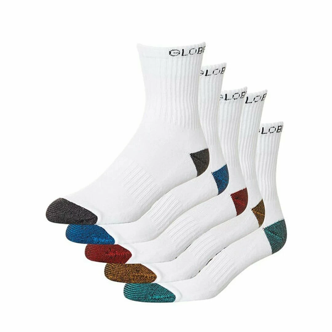 GLOBE CREW SOCKS 5 PACK INGLES CREW WHITE MENS SIZE 7 - 11 4 GLOBE CREW SOCKS 5 PACK INGLES CREW WHITE MENS SIZE 7 - 11 - Image 2