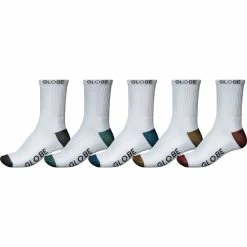 GLOBE CREW SOCKS 5 PACK INGLES CREW WHITE MENS SIZE 7 - 11
