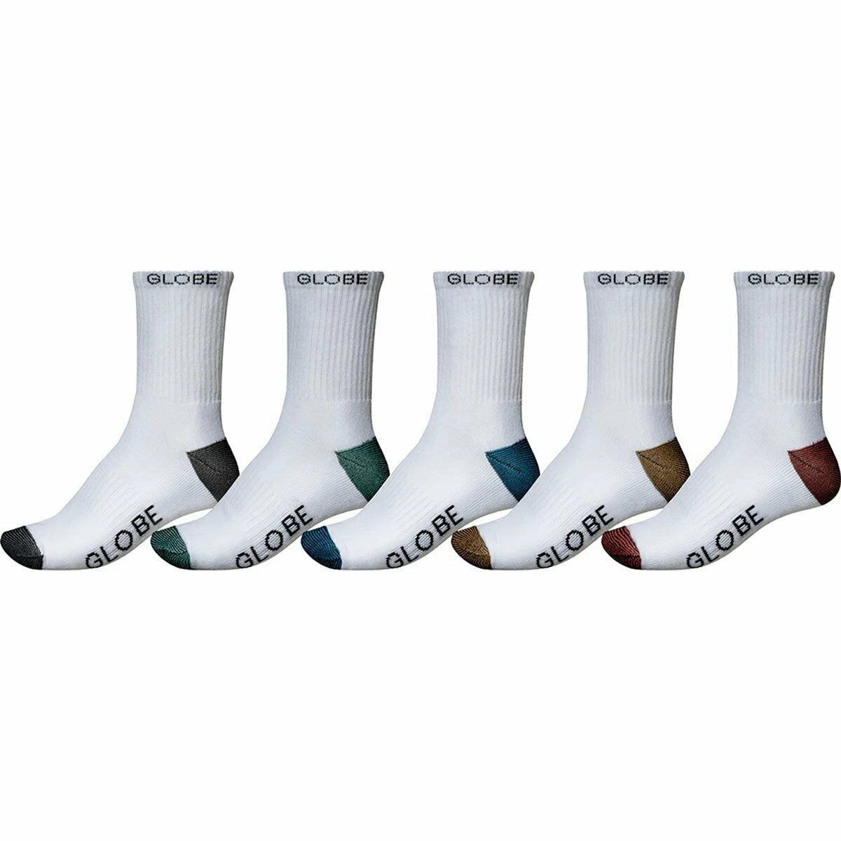 GLOBE CREW SOCKS 5 PACK INGLES CREW WHITE MENS SIZE 7 - 11 3 GLOBE CREW SOCKS 5 PACK INGLES CREW WHITE MENS SIZE 7 - 11
