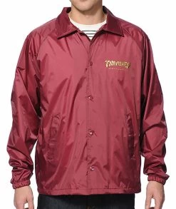 THRASHER SKATEBOARD MAGAZINE PENTAGRAM Coach Jacket Maroon