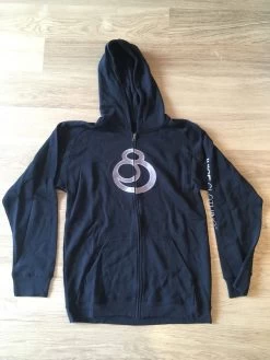 Juice - Embroidered Logo Hoodie Jumper Black / Grey Zip Up Zipper Mens Large
