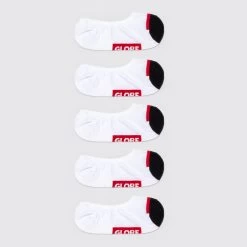 Globe - Tipper Invisible Sock Ankle Socks White 5 Pack Mens Size 7 - 11