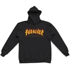 THRASHER MAGAZINE HOOD BLACK Godzilla Flame Print HOODY SWEATER NEW [Size: M]