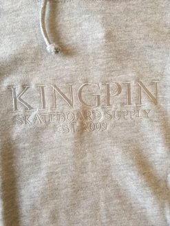 Kingpin - Embroidered Kingpin Hoodie Grey Pullover Hoody Jumper Skate Supply [Size: XXL] -Skateboard Equipment Store 39012 1