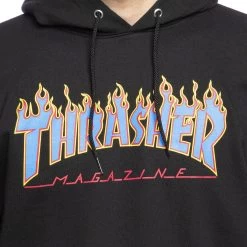 Thrasher Magazine - Flame Logo Black / Blue Jumper Hoody | Hoodie Pullover [Size: L] -Skateboard Equipment Store 39685 1