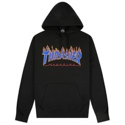 Thrasher Magazine - Flame Logo Black / Blue Jumper Hoody | Hoodie Pullover [Size: L] -Skateboard Equipment Store 39685 2