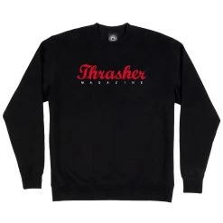 Thrasher Magazine - Script Black Crew Jumper | Crew Neck Pullover Neck Face -Skateboard Equipment Store 40021 2