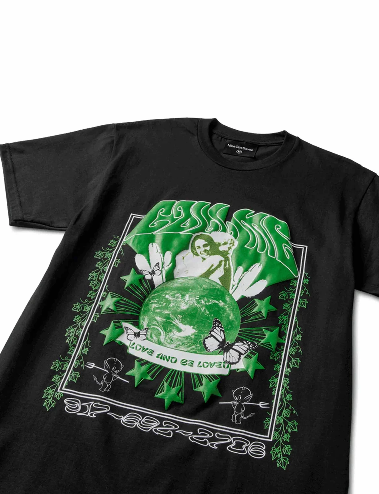 CALL ME 917- Call Me Distressed BLK Tee 4 CALL ME 917- Call Me Distressed BLK Tee - Image 2