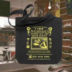 Kingpin - Fortune Tote Bag Black Yellow Print Kingpin Skate Supply