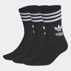 ADIDAS Mid Cut CREW SOCKS BLACK SOCK 3 Pack US MENS Asst SIZES SOX NEW