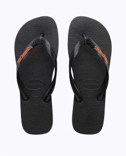 HAVAIANAS Black Orange Thongs Sandals Male Flip Flops [Size: 45/46 = US 13 MENS] -Skateboard Equipment Store 40875 2