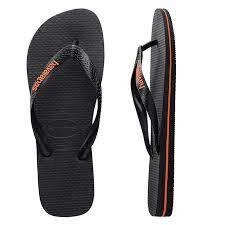 HAVAIANAS Black Orange Thongs Sandals Male Flip Flops [Size: 45/46 = US 13 MENS]