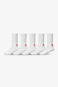 GLOBE MINIBAR CREW SOCKS 5 PACK MENS SIZE 7-11 White SKATEBOARD SURF