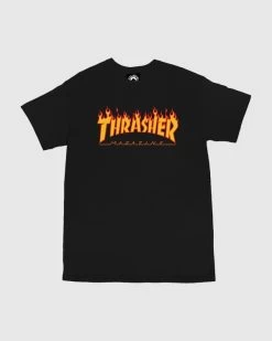 Thrasher Flame T-Shirt Tee New Black Skate Shop Aust Seller Thrasher Mag 110102M/BK [Size: M]