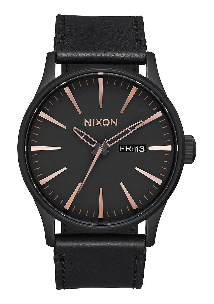 NIXON Sentry Leather All Black Rose Gold WATCH NEW A105 957 3 NIXON Sentry Leather All Black Rose Gold WATCH NEW A105 957