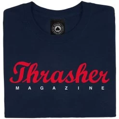 Thrasher Magazine - Script Navy Blue Shirt | T-Shirt Short Sleeve Tee -Skateboard Equipment Store 41385 2