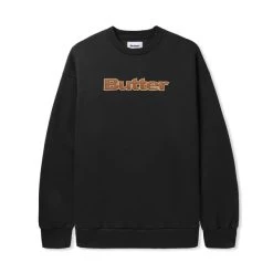 Butter Goods - Felt Logo Applique Crewneck Pull Over Black Buttergoods Jumper -Skateboard Equipment Store 41735 2
