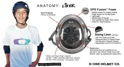 S1 S-ONE Lifer Helmet - Matte BLACK / PURPLE Straps [Size: M] -Skateboard Equipment Store 41765 2